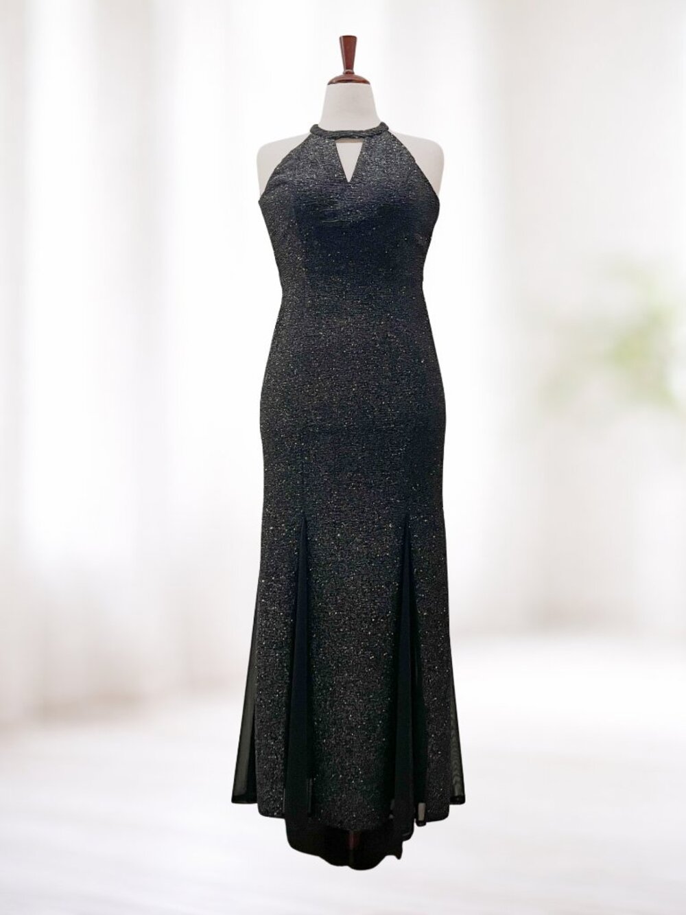Nightway Black Metallic Sparkle Sleeveless Dress 8P Cocktail Party Prom/Ball MOB